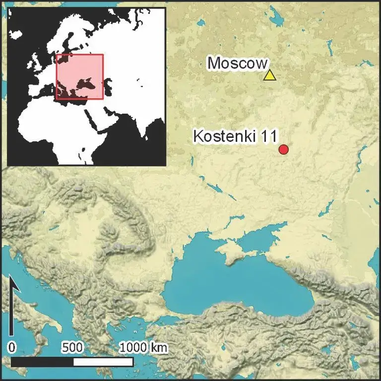 Location of the mammoth bone structure found in modern-day Russia Courtesy of Pryor et. al.