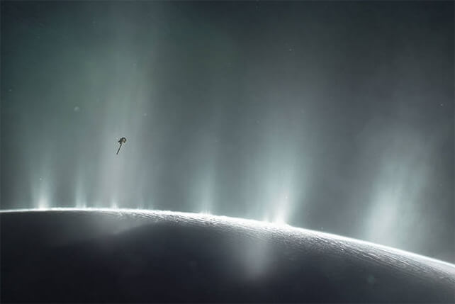 The plumes of Enceladus have phosphate-rich ice grains entrained.)