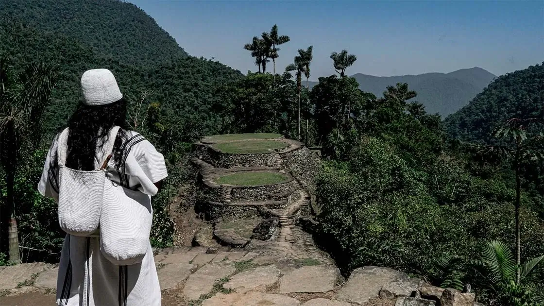A descendant of the Tairona who built Ciudad Perdida looks out over the lost city