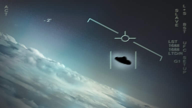 Still image from the footage of the “tic-tac” UFO