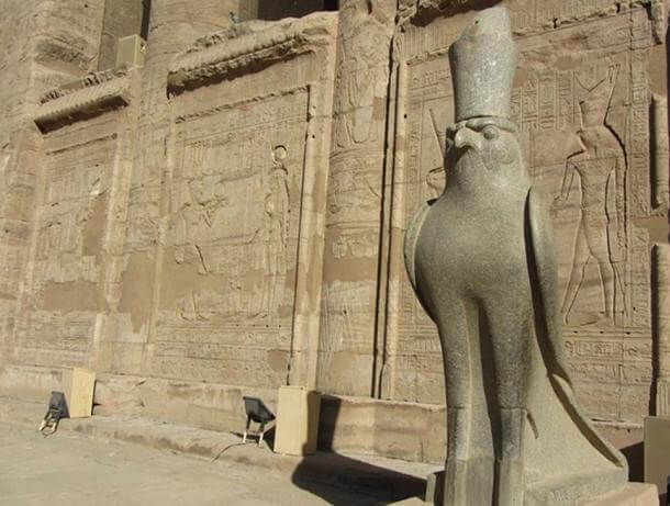 Stone sculpture of Horus in Egypt. Source: Public Domain