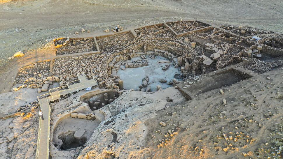 Researchers excavate at the site of Karahantepe in Turkey on Sept. 30, 2021.