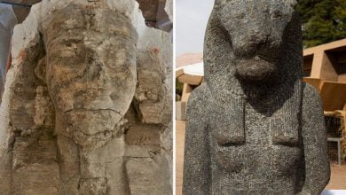 Two Colossal Sphinx Statues Discovered Inside Ancient Egyptian Temple