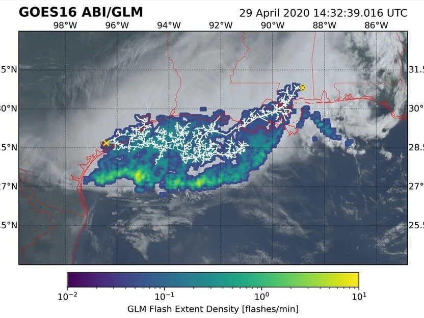 (NOAA GOES-East/Geostationary Lightning Mapper via WMO)