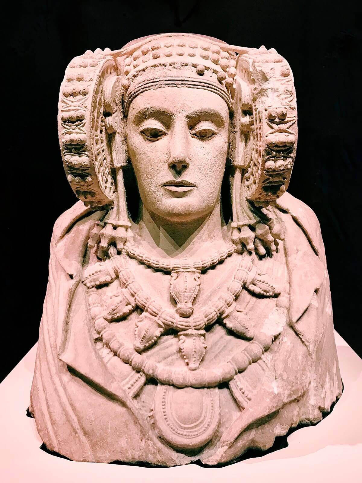 Lady of Guardamar (Dama de Guardamar), is a limestone female bust, 50 cm high, dated circa 400 BCE, that was discovered in fragments in the Phoenician archaeological site of Cabezo Lucero in Guardamar del Segura in Alicante province, Spain, on September 22, 1987: Image Credit: Wikimedia Commons