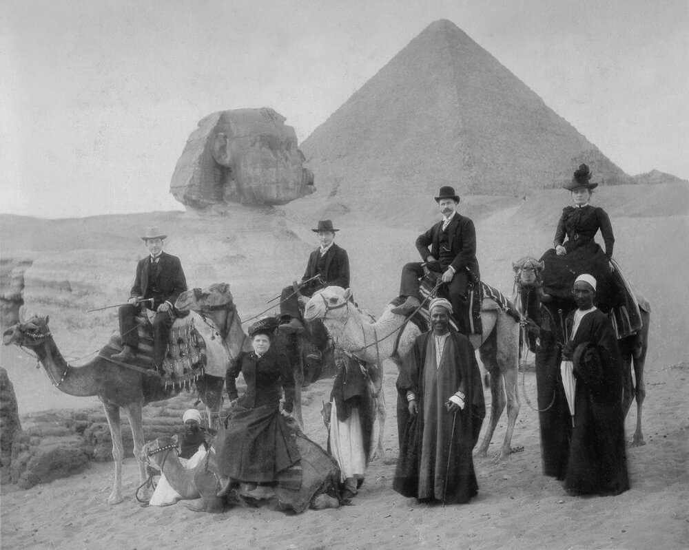 Victorian British tourists visiting the Pyramids of Giza. Image Credit: Chris Hellier/Corbis