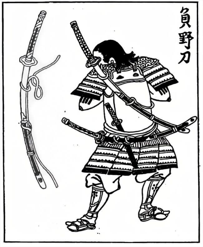 A Japanese Edo period woodblock print (ukiyo-e) of a samurai carrying an dacha or nodachi on his back. It is assumed that they also carried a katana and kodachi © Wikimedia Commons