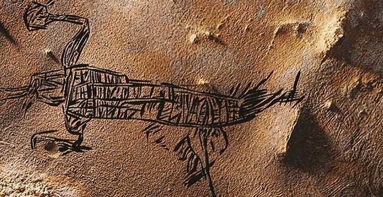 Petroglyph of a person. (Photograph by S. Alvarez; illustration by J. Simek/ Antiquity)