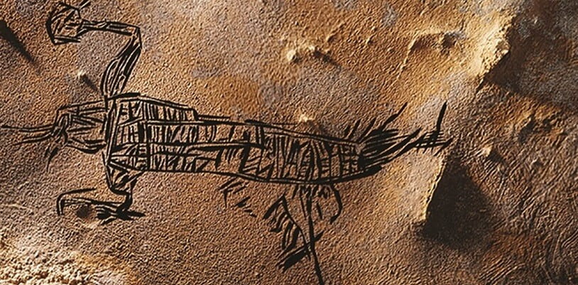 Petroglyph of a person. (Photograph by S. Alvarez; illustration by J. Simek/ Antiquity)
