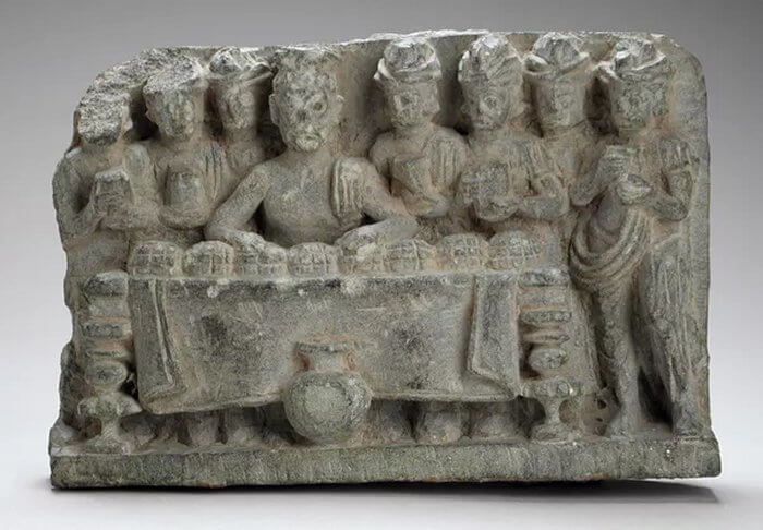 A sculpture depicting the distribution of the Buddha’s relics. Credit: Los Angeles County Museum of Art/Wikimedia Commons
