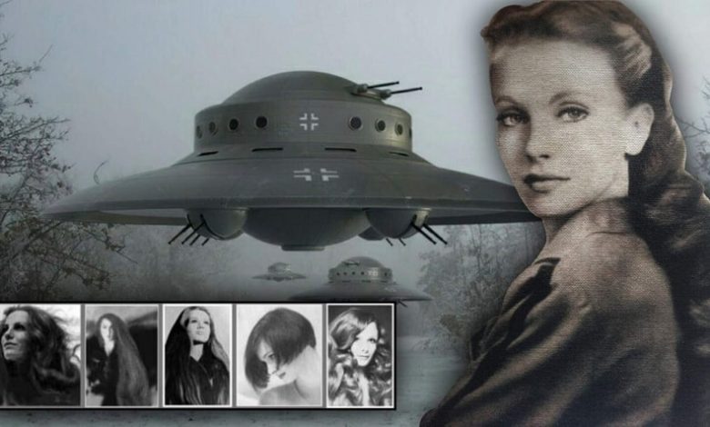 Photos of Maria Orsic and a UFO in Background