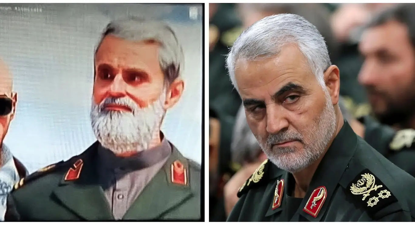 The latest Call of Duty game has players assassinate a General Ghorbrani, a nebulous reference to Iranian General Qassem Solemani, pictured right