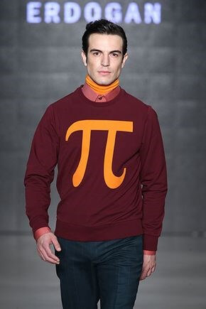 This model is ready to celebrate Pi Day as he walks the runway at the Niyazi Erdogan show during Mercedes Benz Fashion Week in Istanbul, Turkey, 2015. Photo Credit: Andreas Rentz/Getty Images for Img