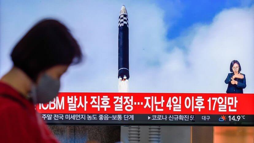 The Atomic Bulletin of Scientists cites incidents like North Korea's test-firing of a Hwasong-17 intercontinental ballistic missile (ICBM) as one of many reason it moved the clock forward. Sopa Images/Lightrocket Via Getty Images