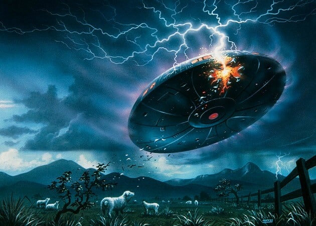 Artist's rendition of Roswell UFO Crash: Enigmatic encounter brought to life.