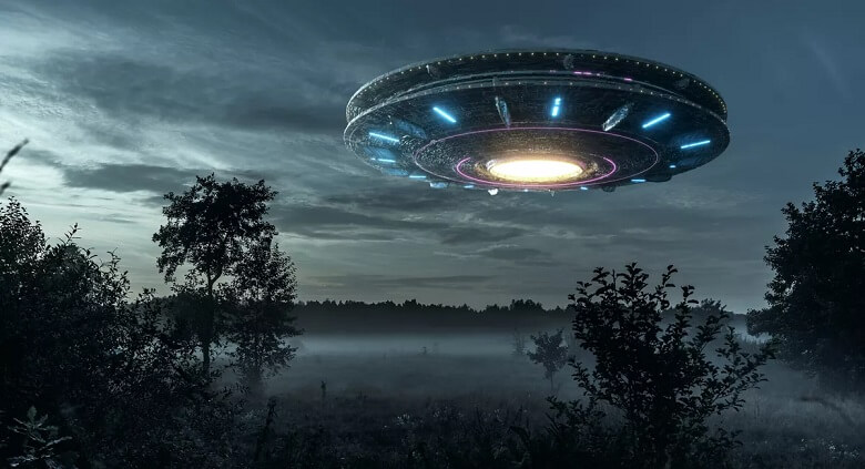 Massive UFO hovering over the forest
