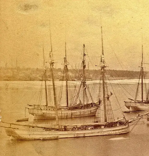 A historical photo shows the Trinidad wintering at Sarnia, Ontario, in 1873. John S. Rochon