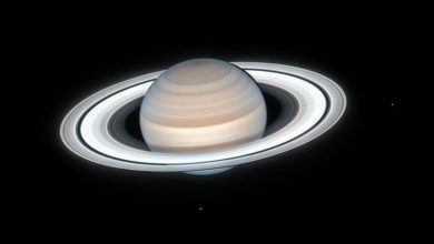 NASA's Hubble Space Telescope captured this image of Saturn July 4, 2020. Two of Saturn's icy moons are clearly visible in this exposure: Mimas at right and Enceladus at the bottom. This image is taken as part of the Outer Planets Atmospheres Legacy (OPAL) project.