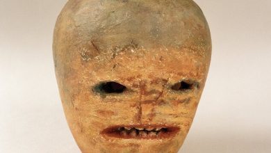 A plaster cast of a "ghost turnip" carving from Donegal, Ireland © National Museum of Ireland