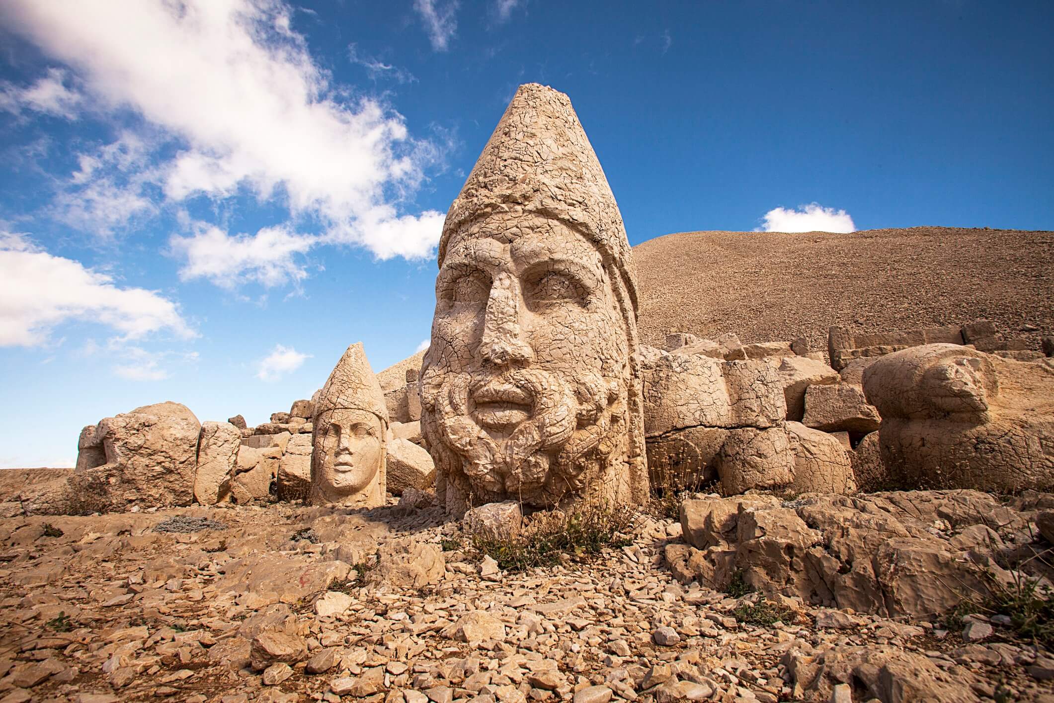 Ancient statues on top of Mount Nemrut in South East Turkey.