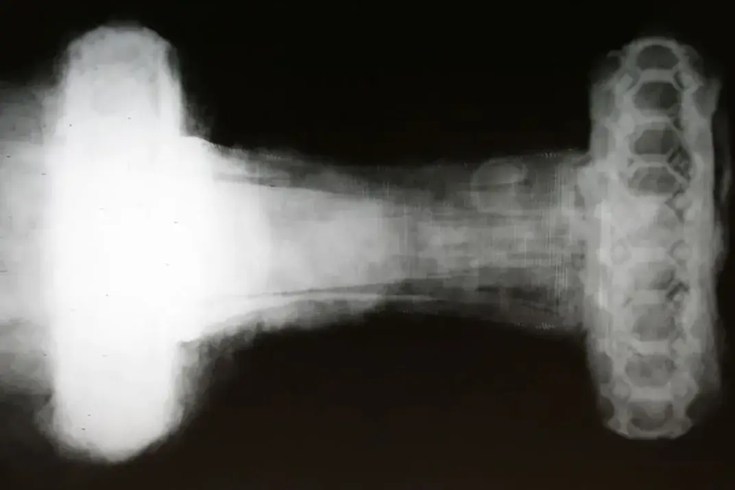 X-rays of the Mayback sword show elaborate patterns and ornate decorations on the pommel. Historic Environment Scotland