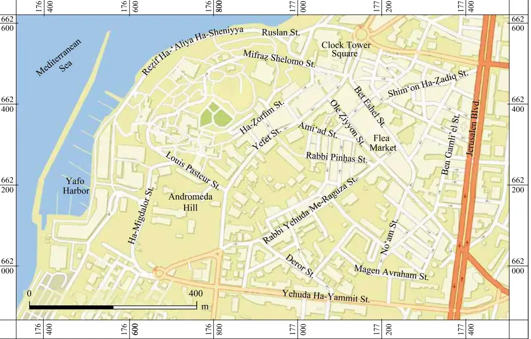 A map of the streets in Jaffa where the digs took place Yoav Arbel / Israel Antiquities Authority