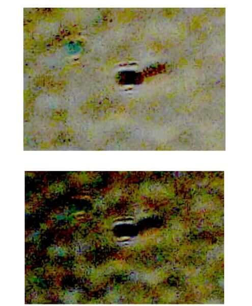 A view of an Invisible Terrestrial Entity of the first kind (ITE-1) detected in two different photos on September 5, 2015, in the evening sky over Tampa Bay. Florida, via the pair of 100 mm Galileo and Santilli telescopes with Sony Camera SLT-A58K set at ISO automatic and 15 seconds exposure. The entity is classified as an ISE-1 because it is solely detected via the Santilli telescope (thus emitting light with a negative index of refraction), and it leaves a black image in the background of the digital camera (thus emitting light with negative energy).