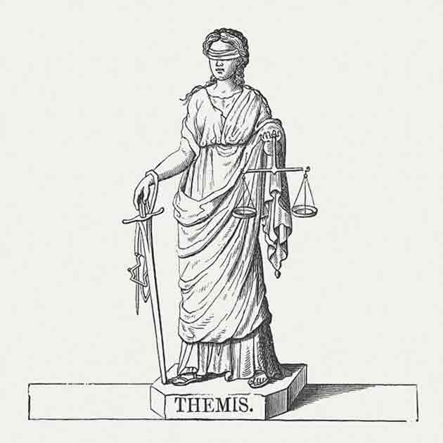 Themis, whom Deucalion visited after the flood, is a familiar figure to lawyers in the modern world. 