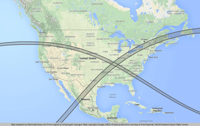Map of the April 8, 2024 total solar eclipse. 
