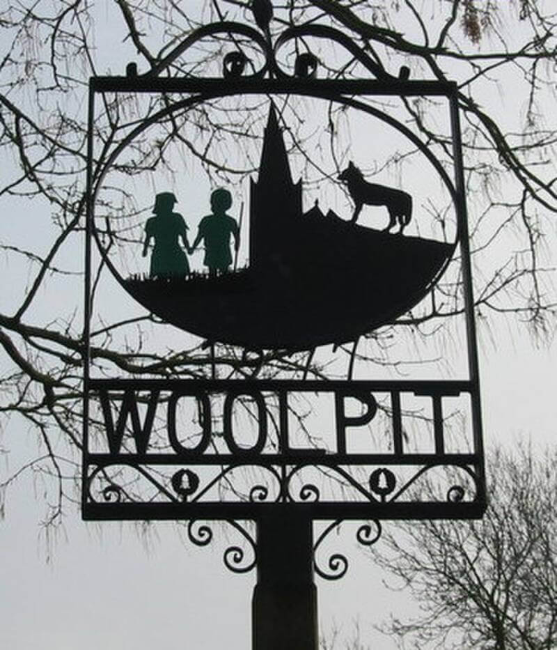 A sign erected in homage of the Green Children of Woolpit in the village itself. 