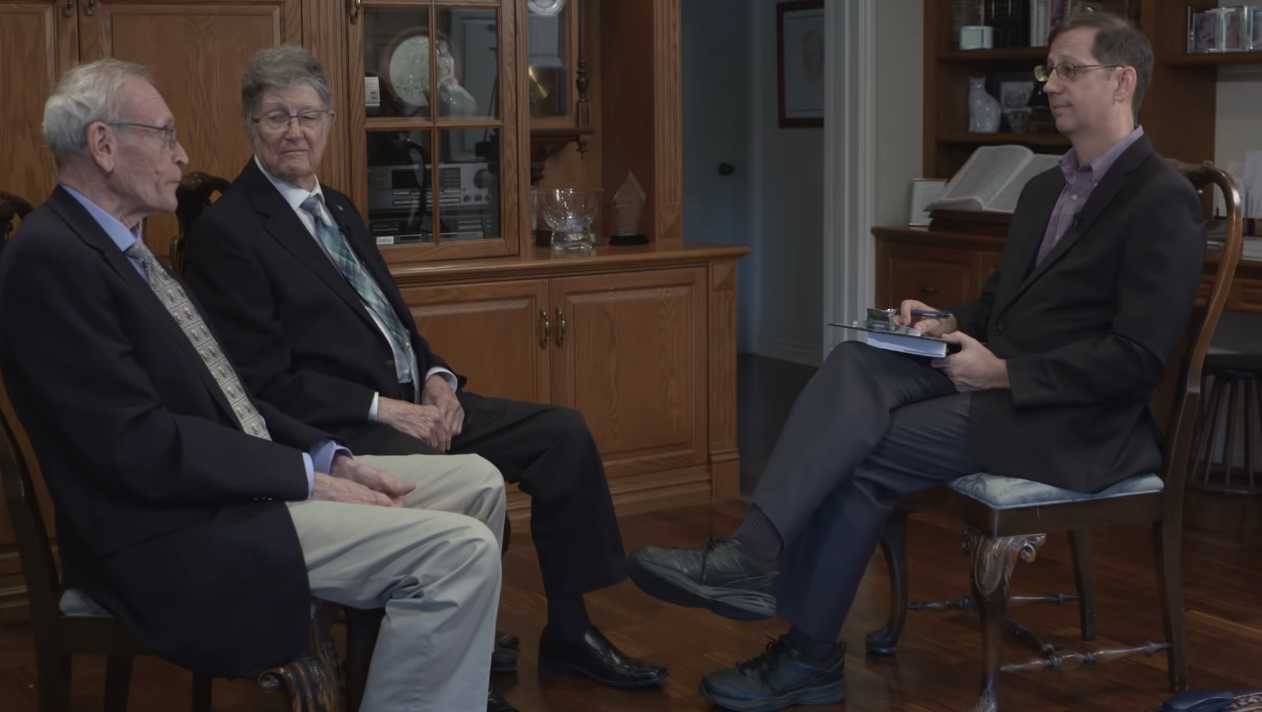 William Tompkins and Dr. Robert Wood during an interview in 2016.