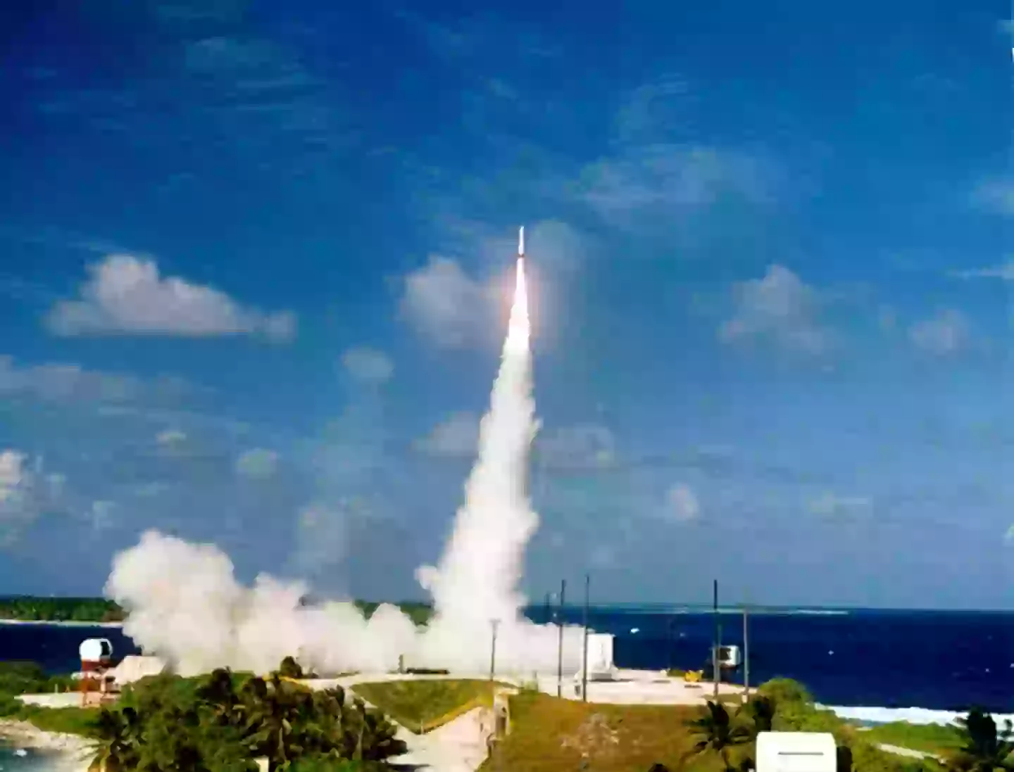 A previous ballistic missile test from Kwajalein, Hawaii, in 2001, (Ballistic Missile Defense Organization / Getty Images).