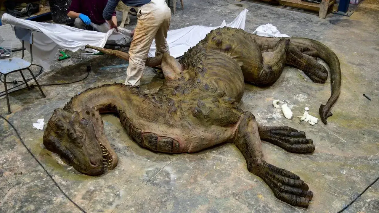 Ancient horned dragon-like fossil displayed in China