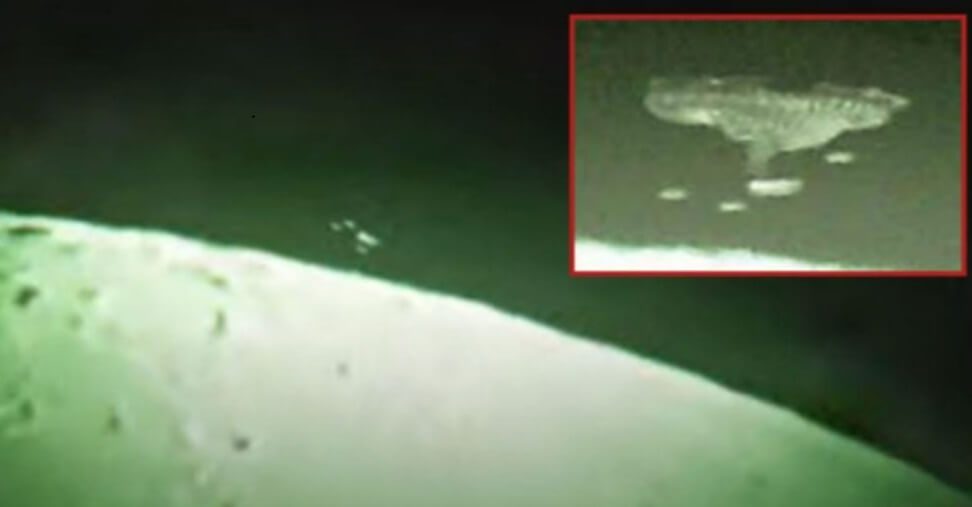 Huge alien mothership near the Moon with two smaller UFOs spotted