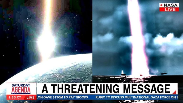 3I/ATLAS emitting a focused beam of light toward Earth in deep space