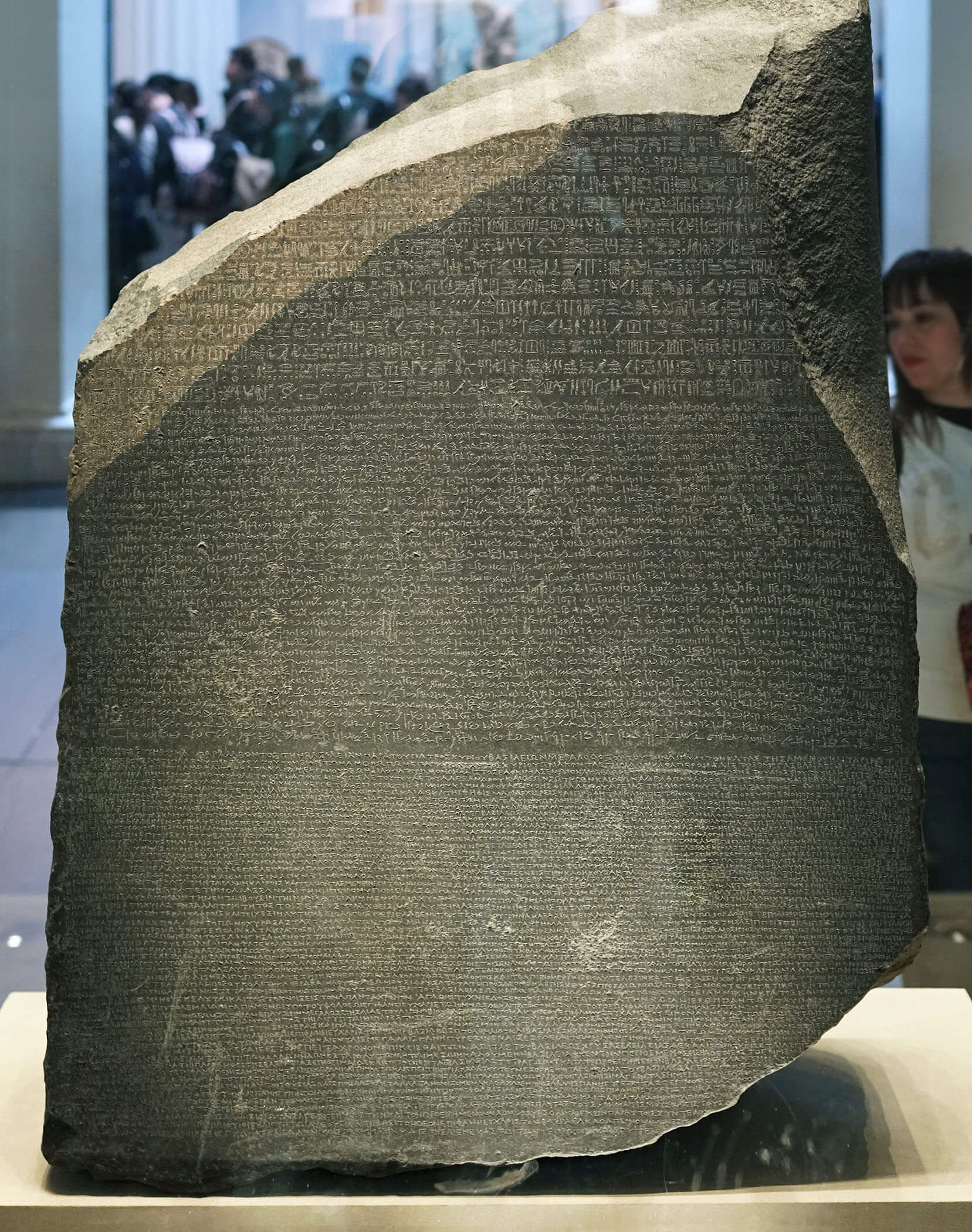 The Rosetta Stone, 196 B.C.E., Ptolemaic Period, 112.3 x 75.7 x 28.4 cm, Egypt (British Museum, London) (photo: Steven Zucker, CC BY-NC-SA 2.0). The Rosetta Stone was discovered in Egypt, at Fort St Julien in el-Rashid, known as Rosetta.