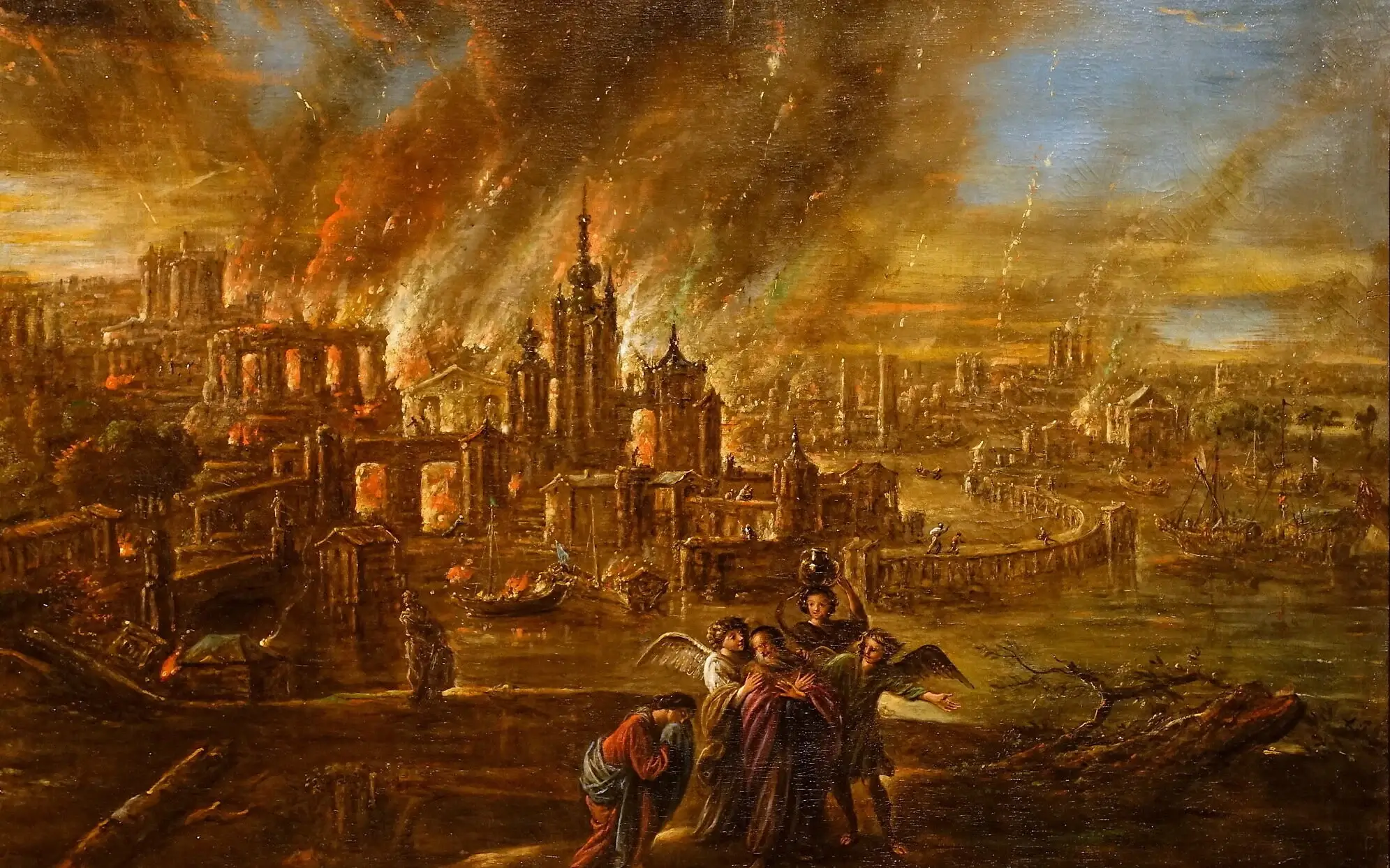 Sodom and Gomorrah afire by Jacob de Wet II, 1680. 