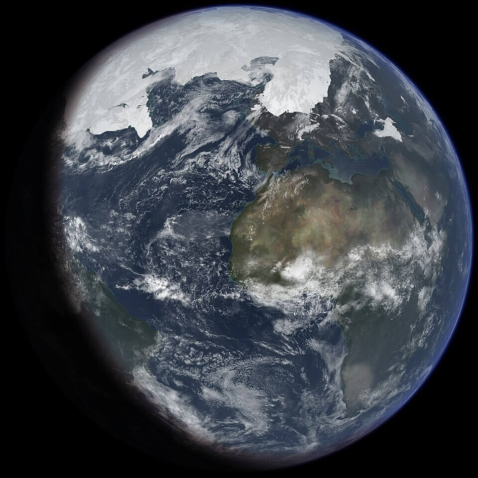 An artist's impression of ice age Earth at Pleistocene glacial maximum
