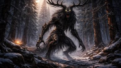 Skinwalker in a dark forest.