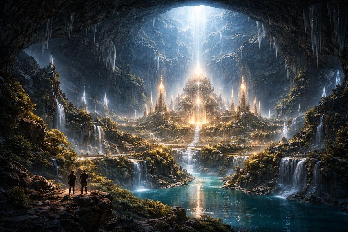 Part of Atlantis preserved beneath cave systems.