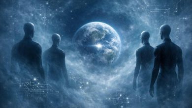 Aliens observing Earth from the Moon in outer space