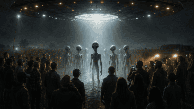 Alien first contact scenario with unknown extraterrestrial beings