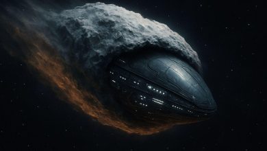 Artist's concept of Voyager 1 travelling beyond the Solar System after detecting an unexplained signal.