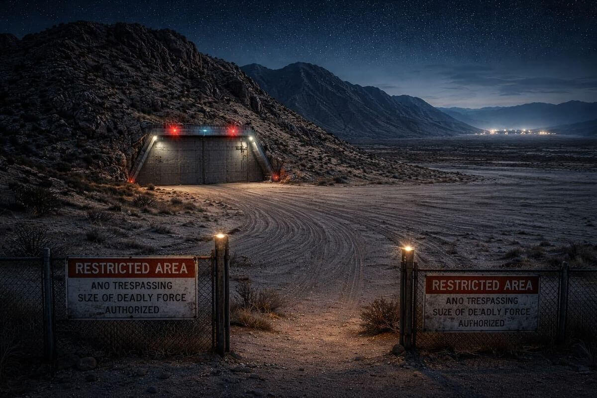 Entrance to the restricted military zone at Area 51