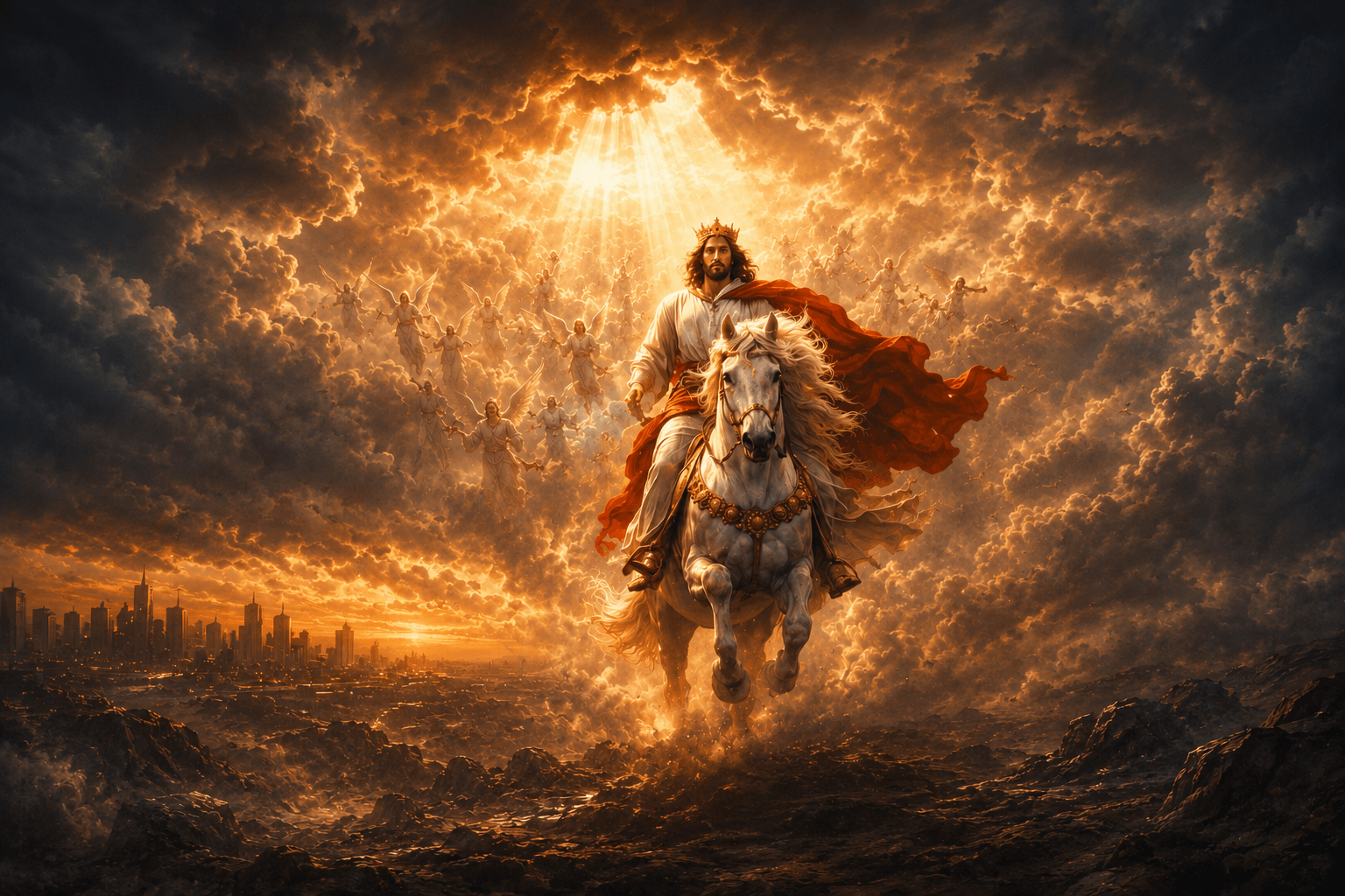 Artistic depiction of the biblical return of Jesus