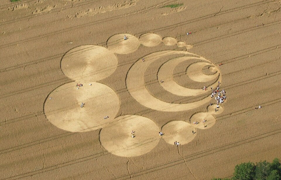 Aerial view of crop circles in Switzerland.