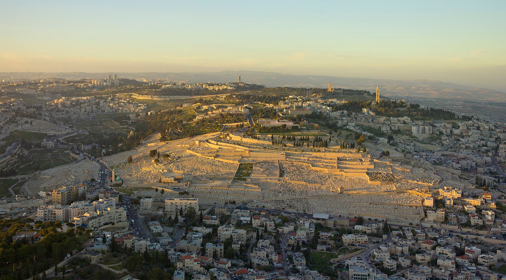 Aerial view of the Mount of Olives in Jerusalem.