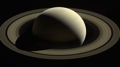 Planet Saturn with its iconic ring system