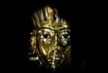 The gold mask of King Tutankhamun at the Egyptian Museum in Cairo